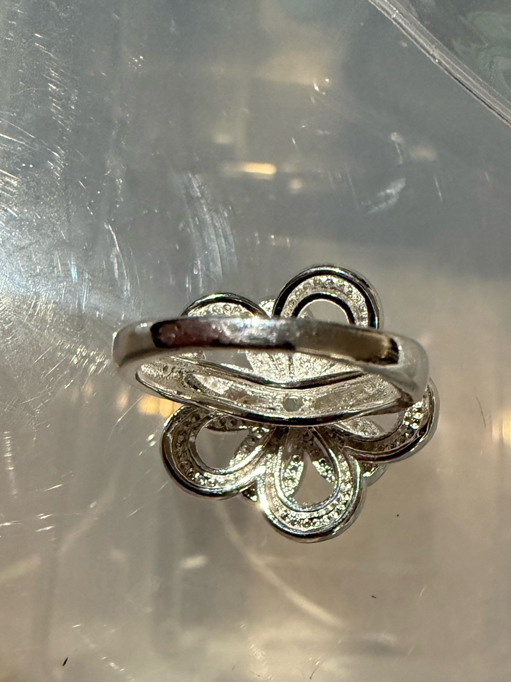 Silver Flower Ring with Crystal Accents - Pink Display - Picture 6 of 6
